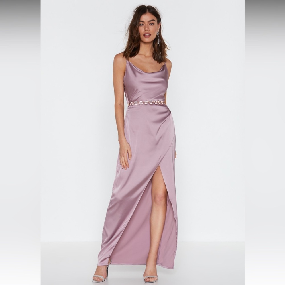 NWT Nasty Gal Cowl Play Satin Dress - Size 6